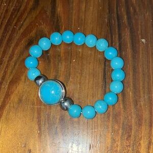 Natural lava stone Hamsa  pendant bracelet